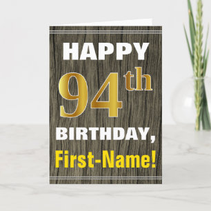 はっきりした,木フェイク,フェイク金ゴールド94番目の誕生日+名前 カード