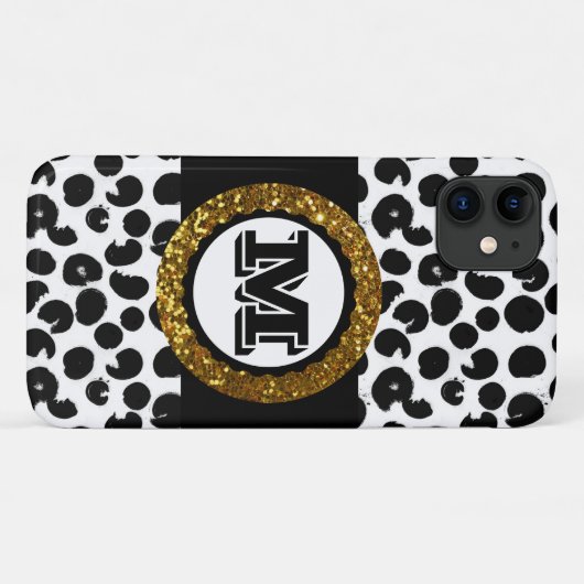 はっきりした&洗練されたワイルドライフ金ゴールドブラック&ホワイト Case-Mate iPhoneケース (裏面(横))