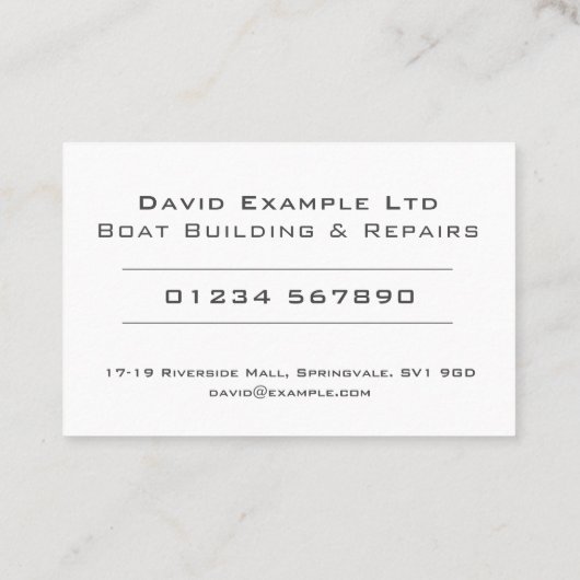 はっきりした&澄んデザイン – ボート建物&修理 名刺 (裏面)