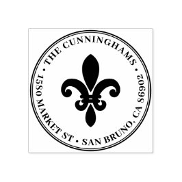 はっきりした（紋章の）フラ・ダ・リラウンドファミリー名差出人住所 ラバースタンプ