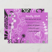 はっきりした&美しいフローラバルミツワー返信カード 出欠カード (正面/裏面)