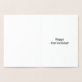 はっきりした、金ゴールドホイル"61歳!" バースデー・カード 箔カード (内部)