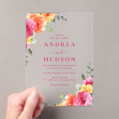 はっきりした&鮮やか春サマーフローラ結婚ズ アクリル招待状 (インサイチュ (ポータブル))