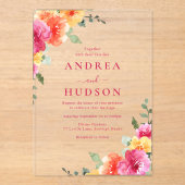 はっきりした&鮮やか春サマーフローラ結婚ズ アクリル招待状 (正面)
