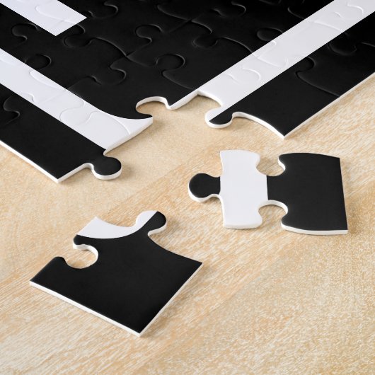 はっきりした 3イニシャル |白(黒) ジグソーパズル (側面)
