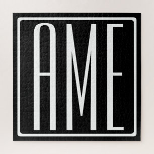 はっきりした 3イニシャル  白（黒） ジグソーパズル