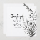 はっきりしたB&Wワイルドフラワー サンキューカード (正面/裏面)