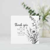 はっきりしたB&Wワイルドフラワー サンキューカード (スタンド正面)