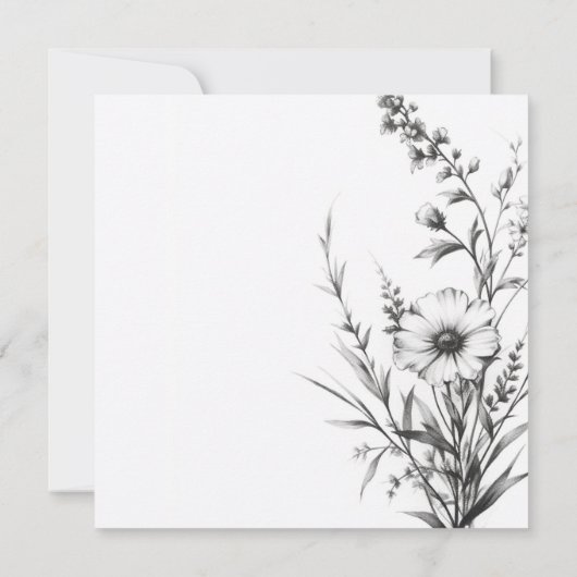 はっきりしたB&Wワイルドフラワー サンキューカード (裏面)