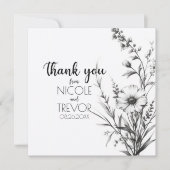 はっきりしたB&Wワイルドフラワー サンキューカード (正面)