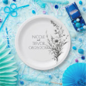 はっきりしたB&Wワイルドフラワー ペーパープレート (パーティー)