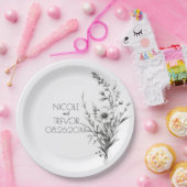 はっきりしたB&Wワイルドフラワー ペーパープレート (パーティー)