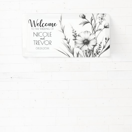 はっきりしたB&Wワイルドフラワー 横断幕 (インサイチュ)