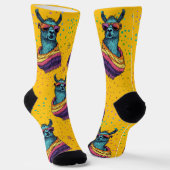 はっきりしたBright Llama in Sunglassesデザイン ソックス (傾斜あり)