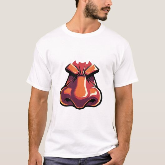 はっきりしたCartoon Nose Expressionおもしろい -怒顔 Tシャツ (正面)