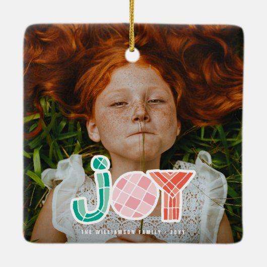はっきりしたChunky Geometric Joy写真カラフルモダン セラミックオーナメント (裏面)