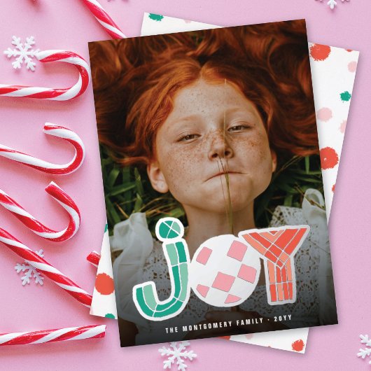 はっきりしたChunky Geometric Joy写真カラフルモダン 箔シーズンカード