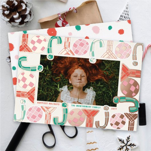 はっきりしたChunky Geometric Joy写真カラフルモダン 箔シーズンカード