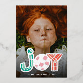 はっきりしたChunky Geometric Joy写真カラフルモダン 箔シーズンカード (正面)