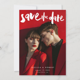 はっきりしたEdgyモダン Brush Script写真結婚 セーブザデート