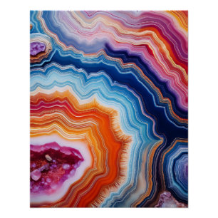 はっきりしたGeode Layers - カラフル抽象芸術 ポスター