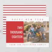 はっきりしたGeometric New Yearのフォトカード |赤 シーズンカード (正面/裏面)