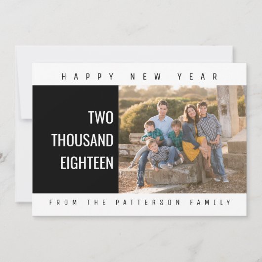 はっきりしたGeometric New Yearのフォトカード |黒 シーズンカード (正面)