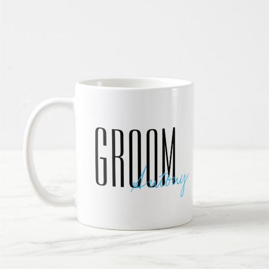 「はっきりしたGroom」というパーソナライズされた文字結婚: コーヒーマグカップ (左)