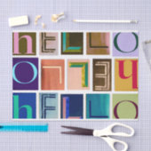 はっきりしたHELLOカラフルタイポグラフィティッシュペーパー 薄葉紙 (クラフト)