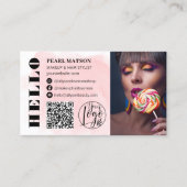 はっきりしたhello brushstroke QrフォトロゴSNS 名刺 (正面)