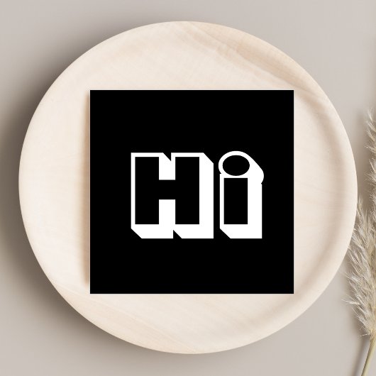 はっきりしたHello Hi白黒スクリプカジュアルト スクエア名刺