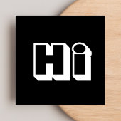 はっきりしたHello Hi白黒スクリプカジュアルト スクエア名刺