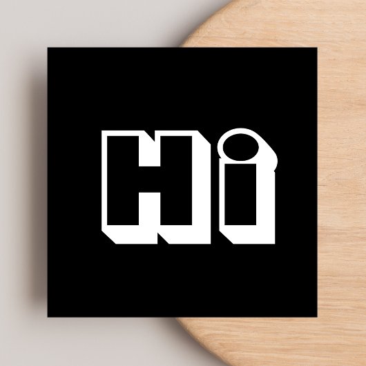 はっきりしたHello Hi白黒スクリプカジュアルト スクエア名刺