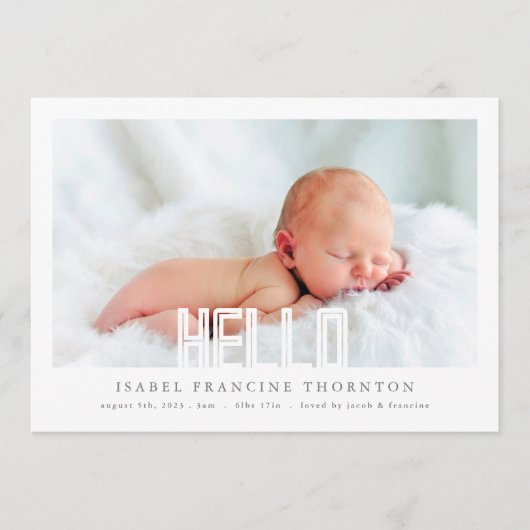 はっきりしたHello photo collageベビー誕生 案内状 (正面)