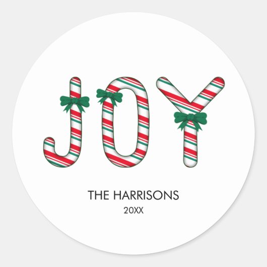 はっきりしたJOYクリスマスキャンディ ラウンドシール (正面)
