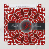 はっきりしたN代替レッド&ホワイト結婚式招待状 招待状 (正面/裏面)