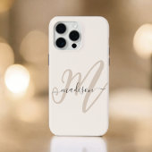 はっきりしたScript MonogramスタイリッシュとName in Beige iPhoneケース