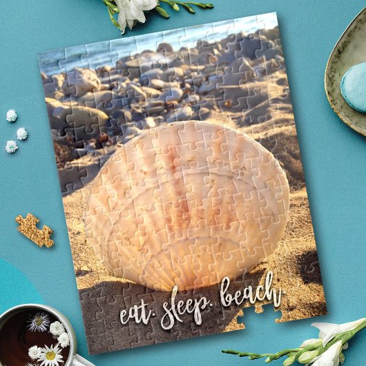 はっきりしたSeashellフォトス食べプリービーチスクリプスタイリッシュト ジグソーパズル