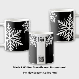 はっきりしたSnowflake Black & White Promotive Reward コーヒーマグカップ
