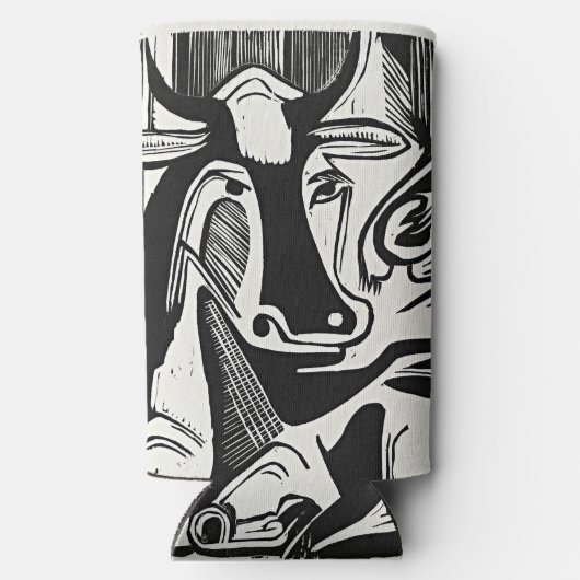 はっきりしたSpirit of Kirchner – 大きな牛が倒れている スリム缶クーラー (裏面)