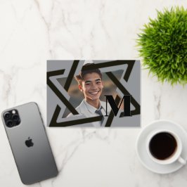 はっきりしたStar of David Photo Thank You Monogram 箔シーズンカード