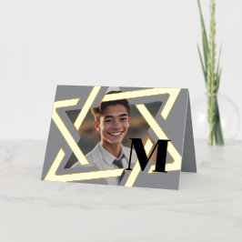 はっきりしたStar of David Photo Thank You Monogram 箔シーズンカード