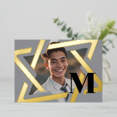 はっきりしたStar of David Photo Thank You Monogram 箔招待状 (立ち正面)