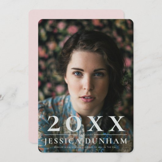 はっきりしたYear Serif卒業招待状 案内状 (正面/裏面)