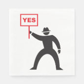 はっきりしたYesサインミニマルなステッキのフィギュアの抗議 スタンダードランチョンナプキン (正面)