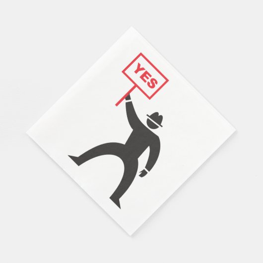 はっきりしたYesサインミニマルなステッキのフィギュアの抗議 スタンダードランチョンナプキン (角)