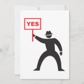 はっきりしたYesサインミニマルなステッキのフィギュアの抗議 招待状 (正面)