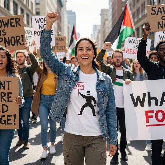 はっきりしたYesサインミニマルなステッキのフィギュアの抗議 Tシャツ