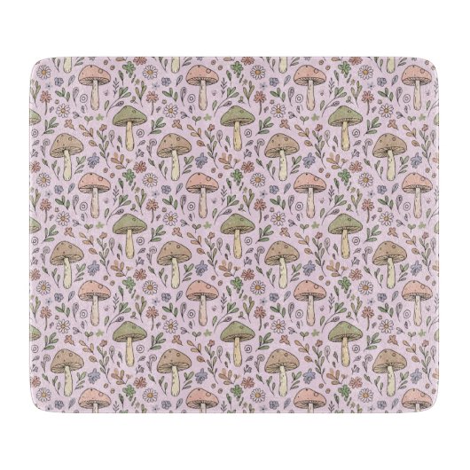 はにかみピンクのキノコ コケトコア フェミニン ギフト カッティングボード (正面)