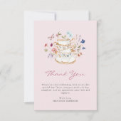 はにかみピンクのティーパーティー サンキューカード (正面)